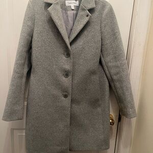 Calvin klein grey wool car coat size small petite size 6/8.